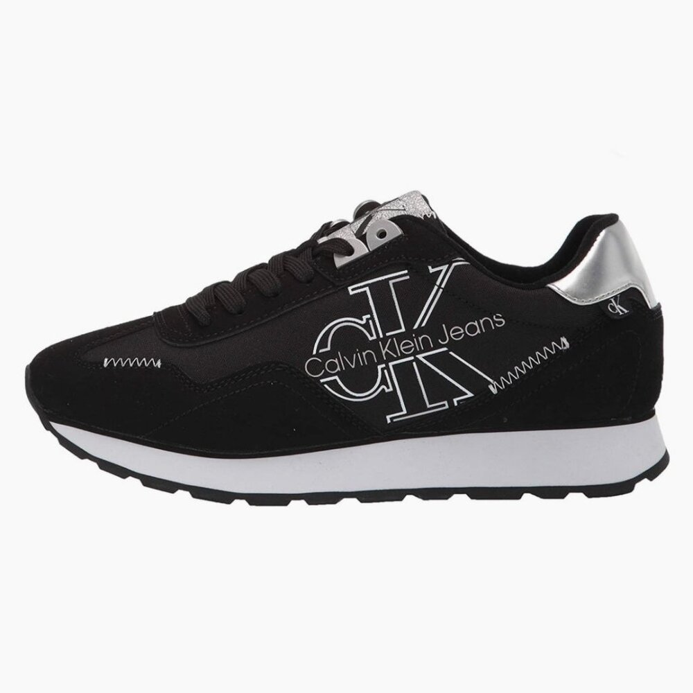Calvin Klein EDEN Men's Low-Top Lace-Up Sneakers Black/Silver Size 8 M - Picture 3 of 9